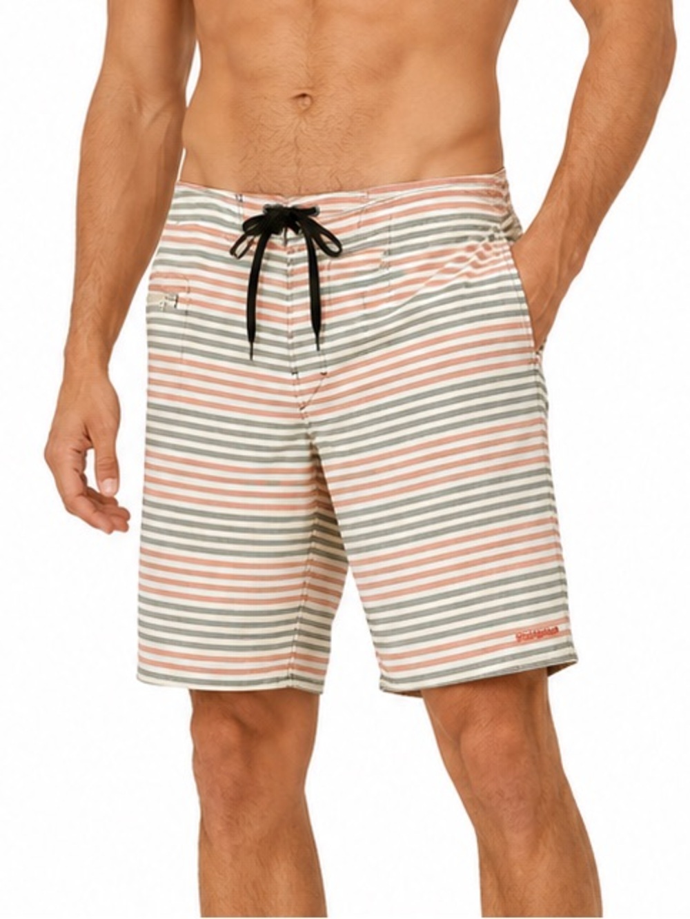 Patagonia Wavefarer Striped Board Shorts Cream Coral Black Men’s 36